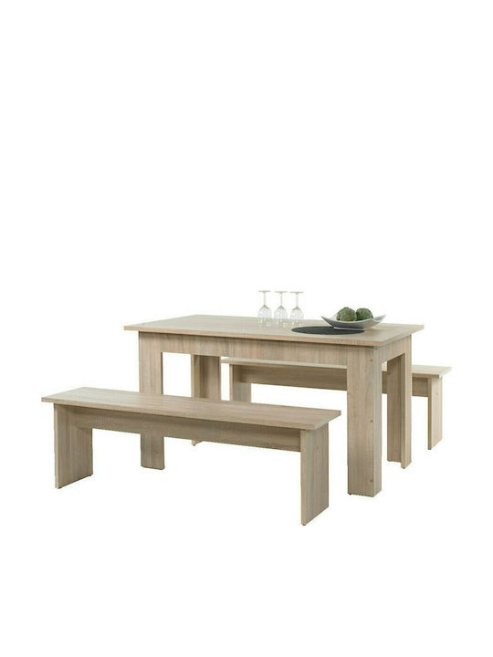 Τραπεζαρία Stolkom 3τμχ 140x80εκ. Δρυς