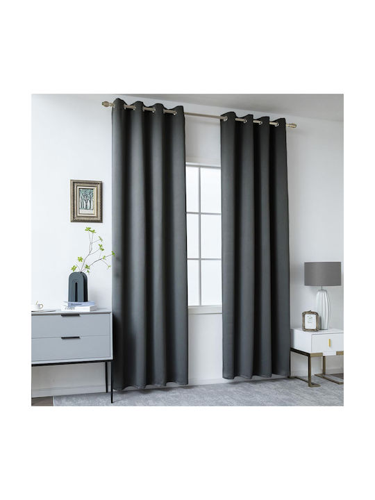 Chios Hellas Κουρτίνα Συσκότισης με Τρουκς Dark Grey 140x260εκ.