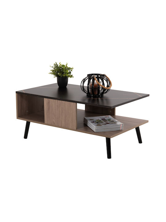 Ορθογώνιο Τραπεζάκι Σαλονιού Gunnez Ξύλινο Καρυδί-Μαύρο Μ90xΠ54xΥ38εκ.