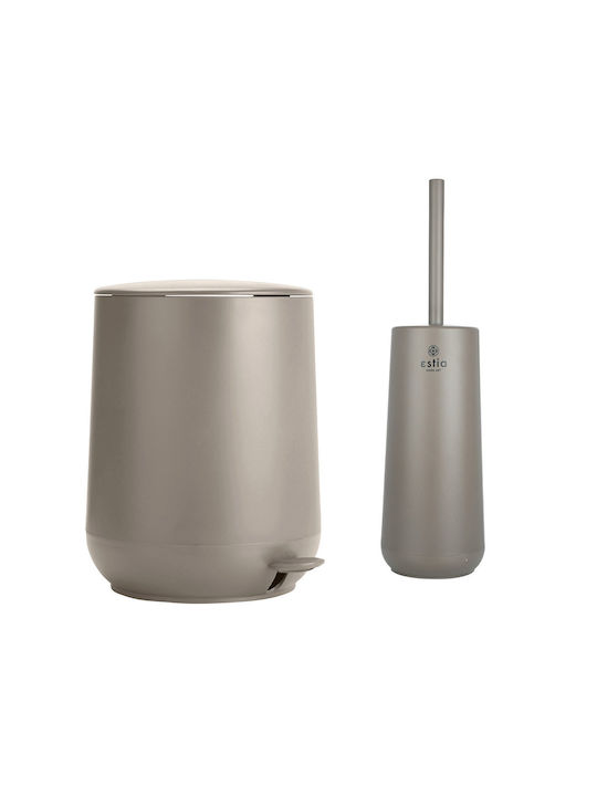 Estia Fjord Πλαστικό Σετ Πιγκάλ και Καλαθάκι Μπάνιου Soft Close 5lt Μπεζ