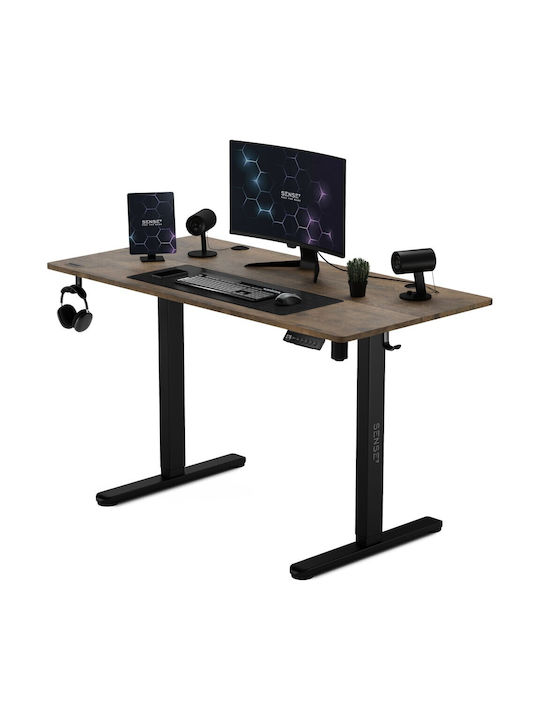 Ηλεκτρικό Γραφείο Nojo Ξύλινο Black Oak με Μεταλλικά Πόδια & Ρυθμιζόμενο Ύψος 120x60εκ.