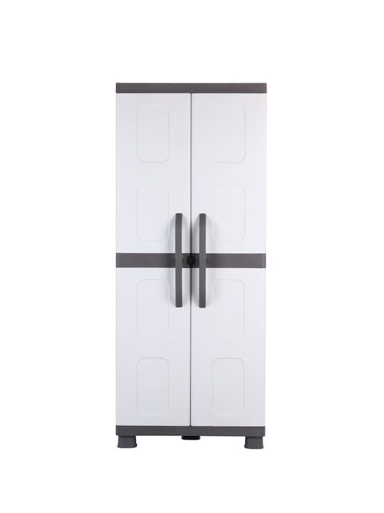 Δίφυλλη Ντουλάπα Ηλέκτρα Πλαστική με 4 Ράφια Γκρί-Ανθρακί 73x44x179εκ.